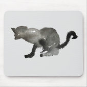 Zwart waterverf kitty kat kool muismat (Voorkant)