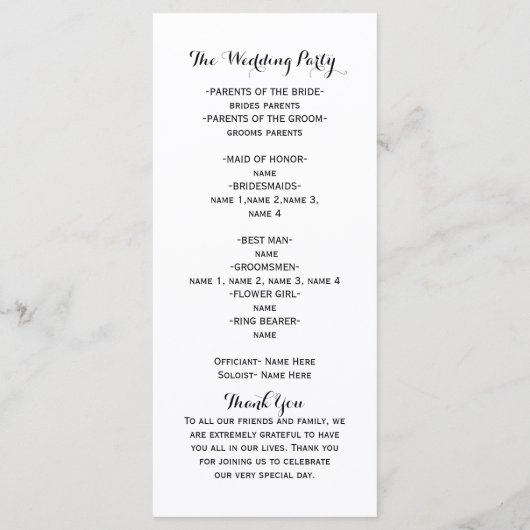 Zwart Waterverf Rozen Elegant Bruiloft Programma (Achterkant)