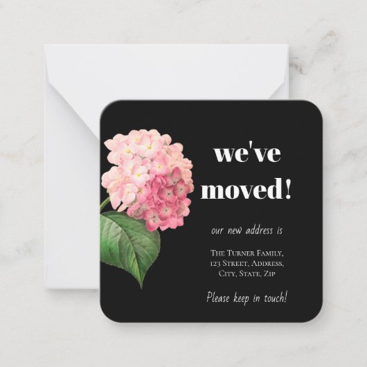 Zwart We hebben Hydrangea aangekondigd Kaart verpl Notitiekaartje (Voorkant)