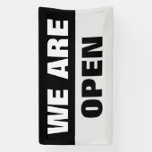 Zwart we zijn open sjabloon business banner teken (Verticaal)