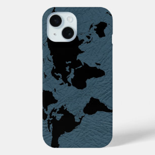 Zwart Wereldkaart Blauw
