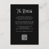 Zwart Whimsical Bruiloft Gast Details QR Code Informatiekaartje (Voorkant)