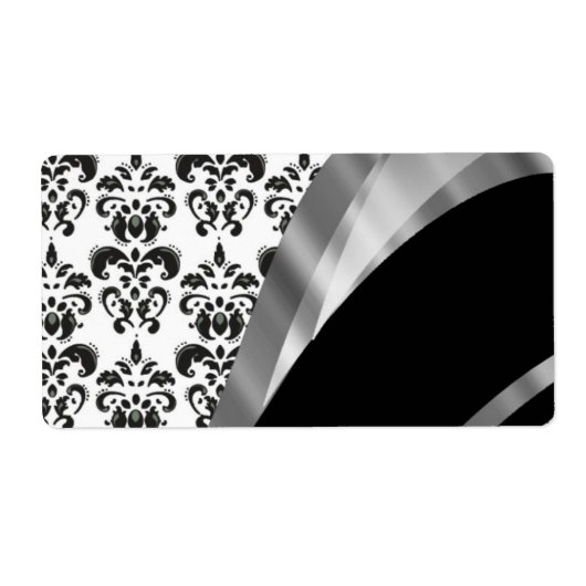 Zwart-white damask etiket (Voorkant)