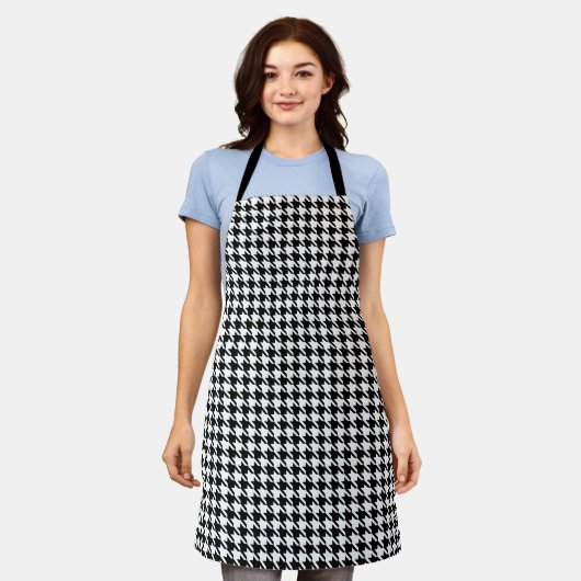 [Zwart] & White Houndstooth Pattern Schort (Gedragen)