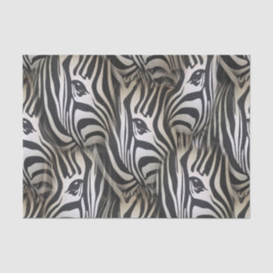 Zwart - White Silhouette Zebra, herhaal ontwerp Tissuepapier