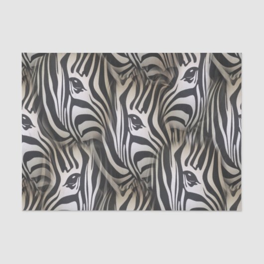 Zwart - White Silhouette Zebra, herhaal ontwerp Tissuepapier (Voorkant)