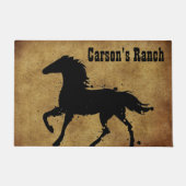 Zwart, Wilde Paard Silhouet, Custom Deurmat (Voorkant)