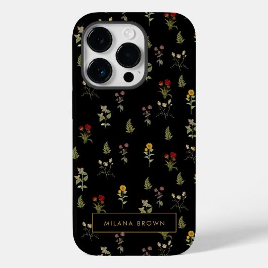 Zwart Wildflower bloemmotief Chique Case-Mate iPhone Case (Achterkant)
