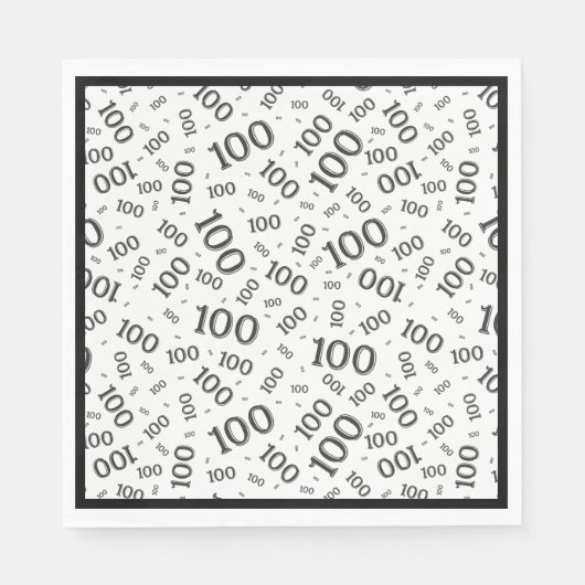Zwart/wit 100 willekeurig getallenpatroon servet (Voorkant)