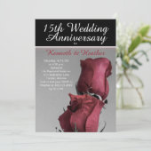 Zwart Wit 15de Trouwdag Rode Rozen Kaart (Staand voorkant)