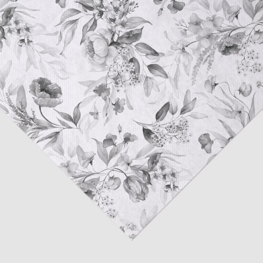 Zwart Wit 1600s Nederlands Stilleven Floral Art (3 Tissuepapier (Detail)