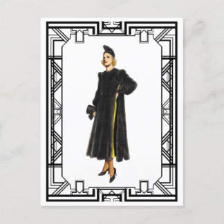 zwart-wit 1930 voor de Mode van een moeraslaag Briefkaart