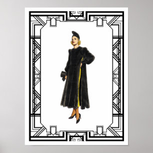 zwart-wit 1930 voor de Mode van een moeraslaag Poster