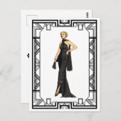  zwart-wit 1930s Zijderoute Mode Briefkaart (Voorkant / Achterkant)