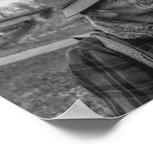 Zwart-wit 1968 Europees portret van een Man Poster (Hoek)