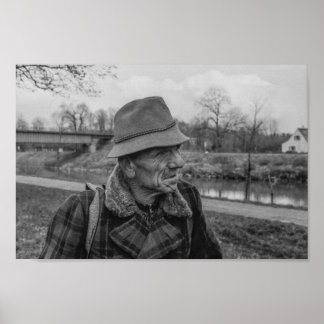 Zwart-wit 1968 Europees portret van een Man Poster