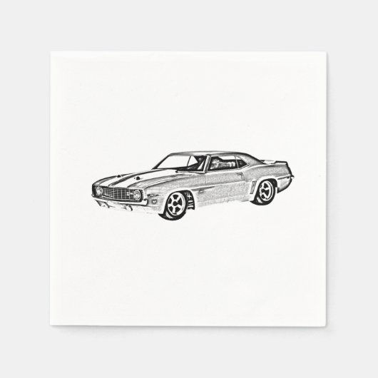 Zwart-wit 1969 Camaro Z28 Paper Party Servetten (Voorkant)