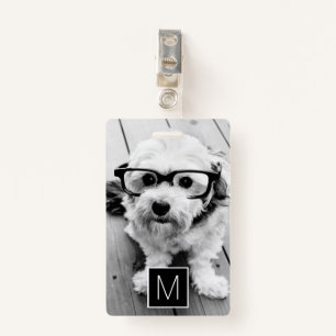 Zwart wit 1 Foto Collage Aangepast monogram Badge