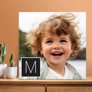 Zwart-wit 1 Foto Collage Aangepast monogram Canvas Afdruk