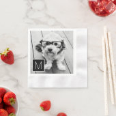 Zwart-wit 1 Foto Collage Aangepast monogram Servetten (Insitu)