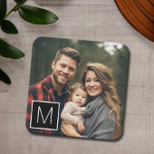 Zwart-wit 1 Photo Collage Single Monogram Vierkante Kartonnen Onderzetter