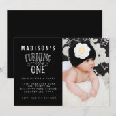 Zwart & Wit 1e Verjaardag Gepersonaliseerde Fotoka Kaart (Voorkant / Achterkant)