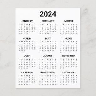 Zwart-wit 2024 Jaar op oogopslag Kalender Flyer
