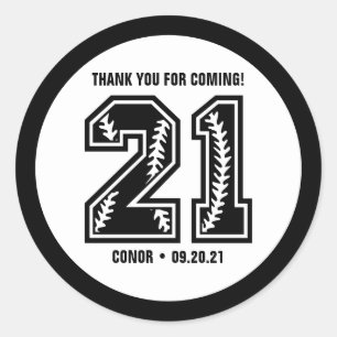 Zwart & Wit 21ste verjaardag dank u Ronde Sticker