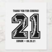 Zwart & Wit 21ste verjaardag dank u Wijn Etiket (Enkel label)