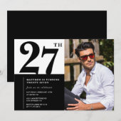 Zwart-wit 27e verjaardag foto kaart (Voorkant / Achterkant)