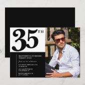 Zwart-wit 35e verjaardag foto kaart (Voorkant / Achterkant)