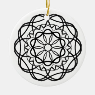 Zwart-wit #3 Bloem Mandala Keramisch Ornament