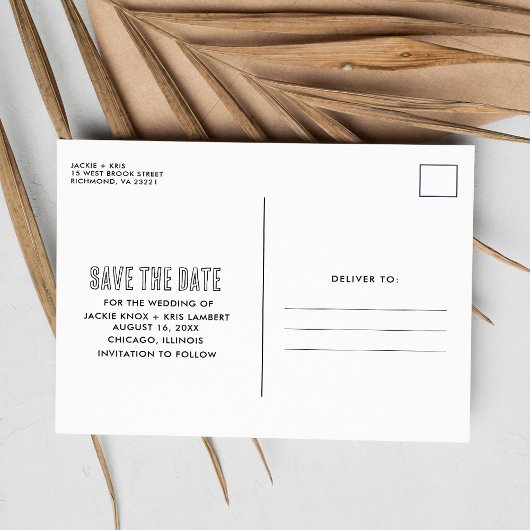 Zwart Wit 3 Foto Bruiloft Save the Date Aankondigingskaart