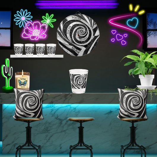 Zwart-wit 3D Spiral Illusion Focus Shot Glas