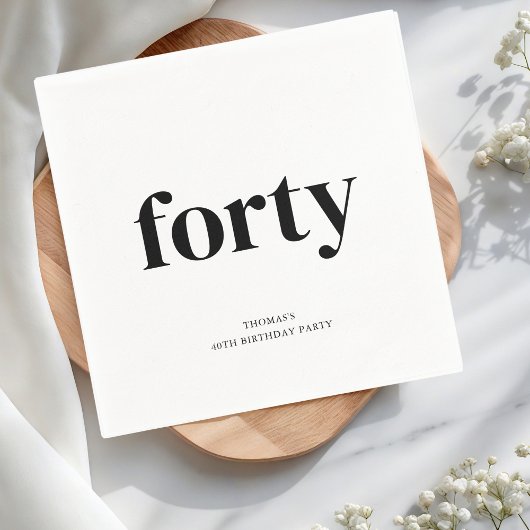 Zwart-wit 40ste verjaardag servet