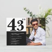 Zwart-wit 43e verjaardag foto kaart (Staand voorkant)