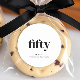 Zwart-wit 50ste verjaardag ronde sticker