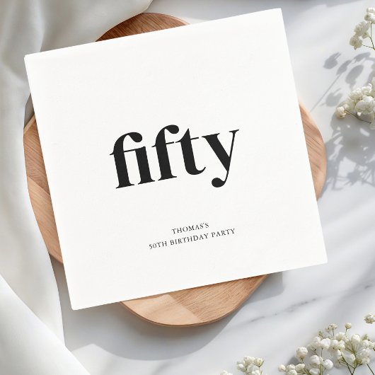 Zwart-wit 50ste verjaardag servet