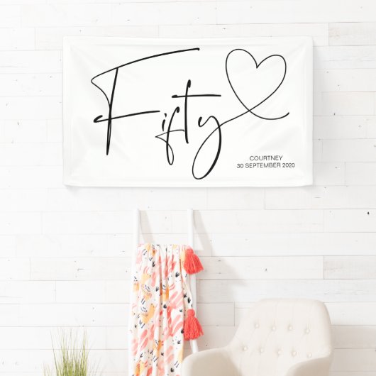 Zwart-wit 50ste vijftigste verjaardag van het Deco Spandoek (Insitu)