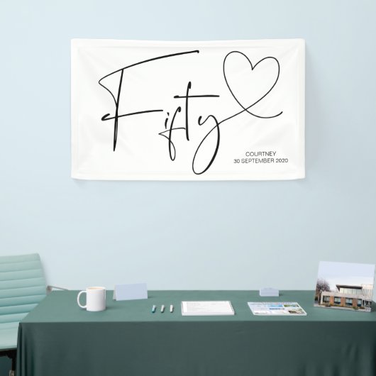 Zwart-wit 50ste vijftigste verjaardag van het Deco Spandoek (Beurs)