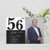 Zwart-wit 56e verjaardag foto kaart (Staand voorkant)