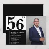 Zwart-wit 56e verjaardag foto kaart (Voorkant / Achterkant)