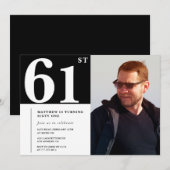Zwart-wit 61e verjaardag Uitnodigingen Foto (Voorkant / Achterkant)