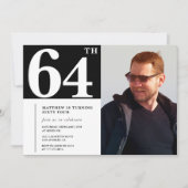 Zwart-wit 64e verjaardag Uitnodigingen Foto (Voorkant)