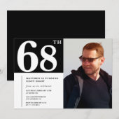 Zwart-wit 68e verjaardag Uitnodigingen Foto (Voorkant / Achterkant)