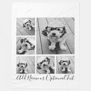Zwart-wit 6 Foto collage — KAN KLEUR bewerken Fleece Deken