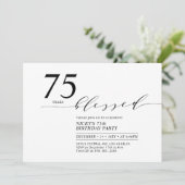 Zwart & Wit 75 jaar Gezegend Verjaardagsfeest Kaart (Staand voorkant)