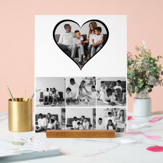 Zwart-wit 7 foto collage acryl bord (Huwelijk)