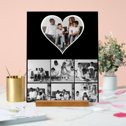 Zwart-wit 7 foto collage acryl bord (Huwelijk)