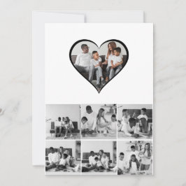 Zwart-wit 7 foto collage bedankkaart